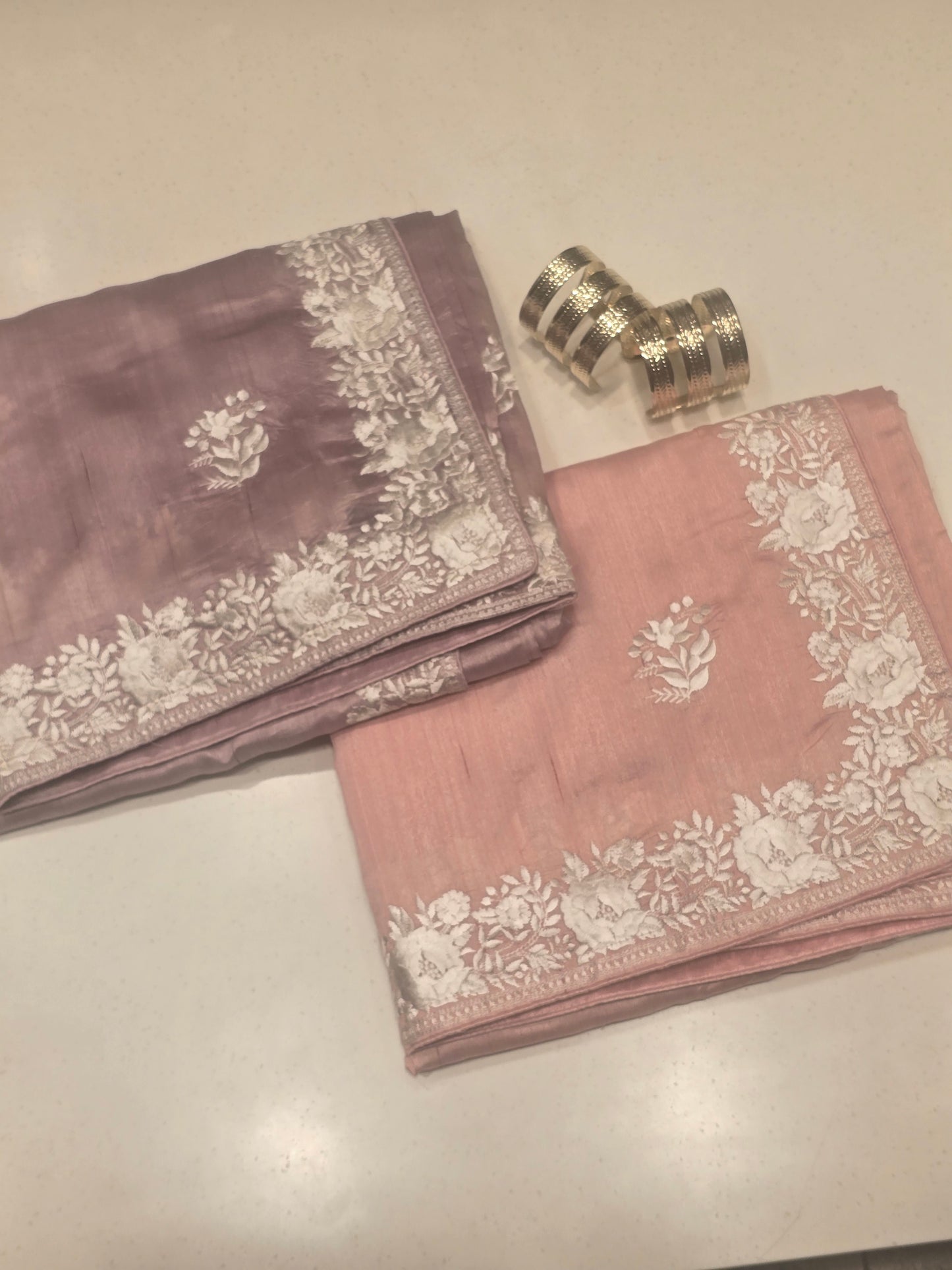 Peach Onion Pink Tussar Saree with Jute Finish