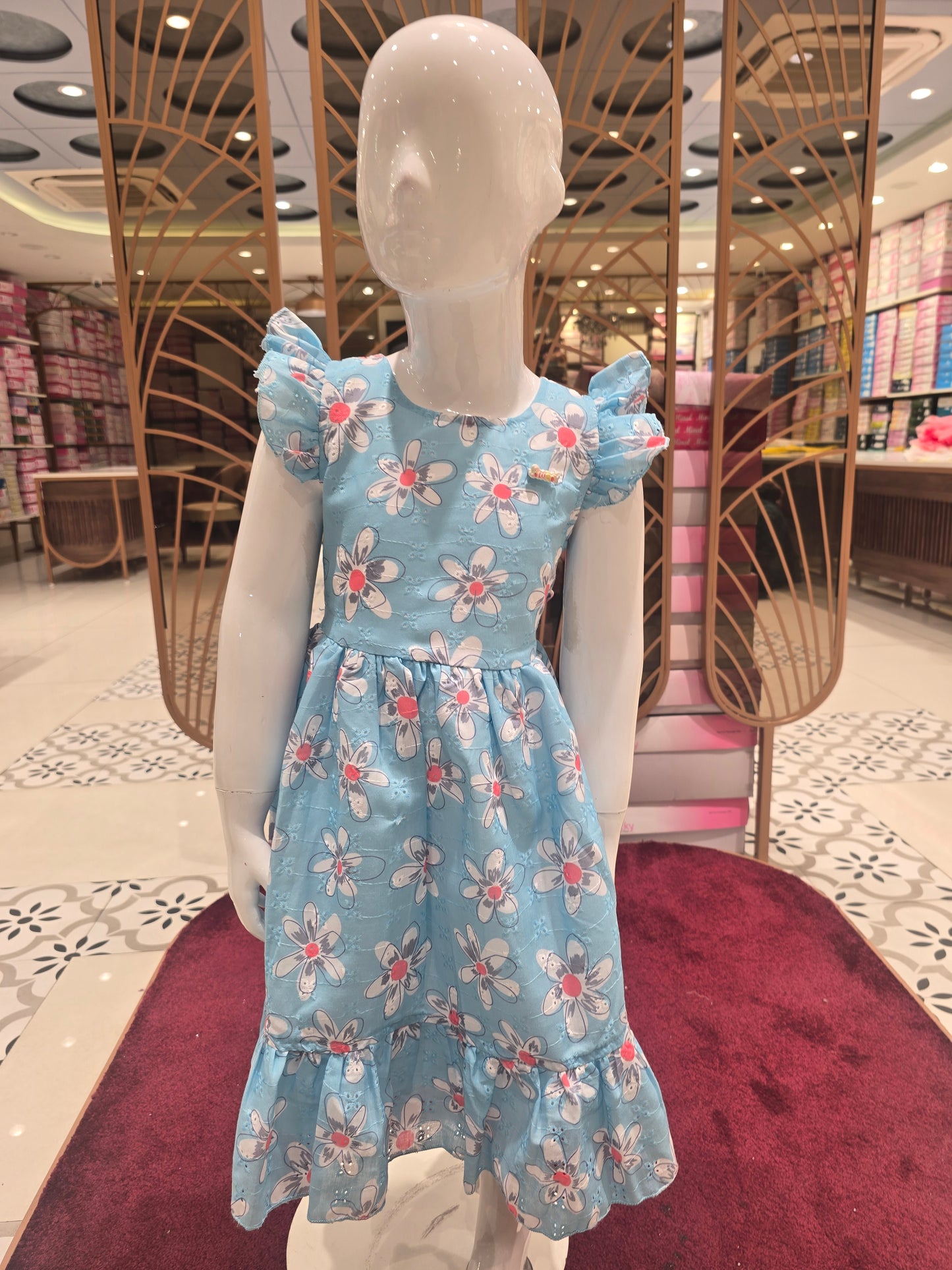 Girl Peach Floral Acoba Cotton Baby Frock