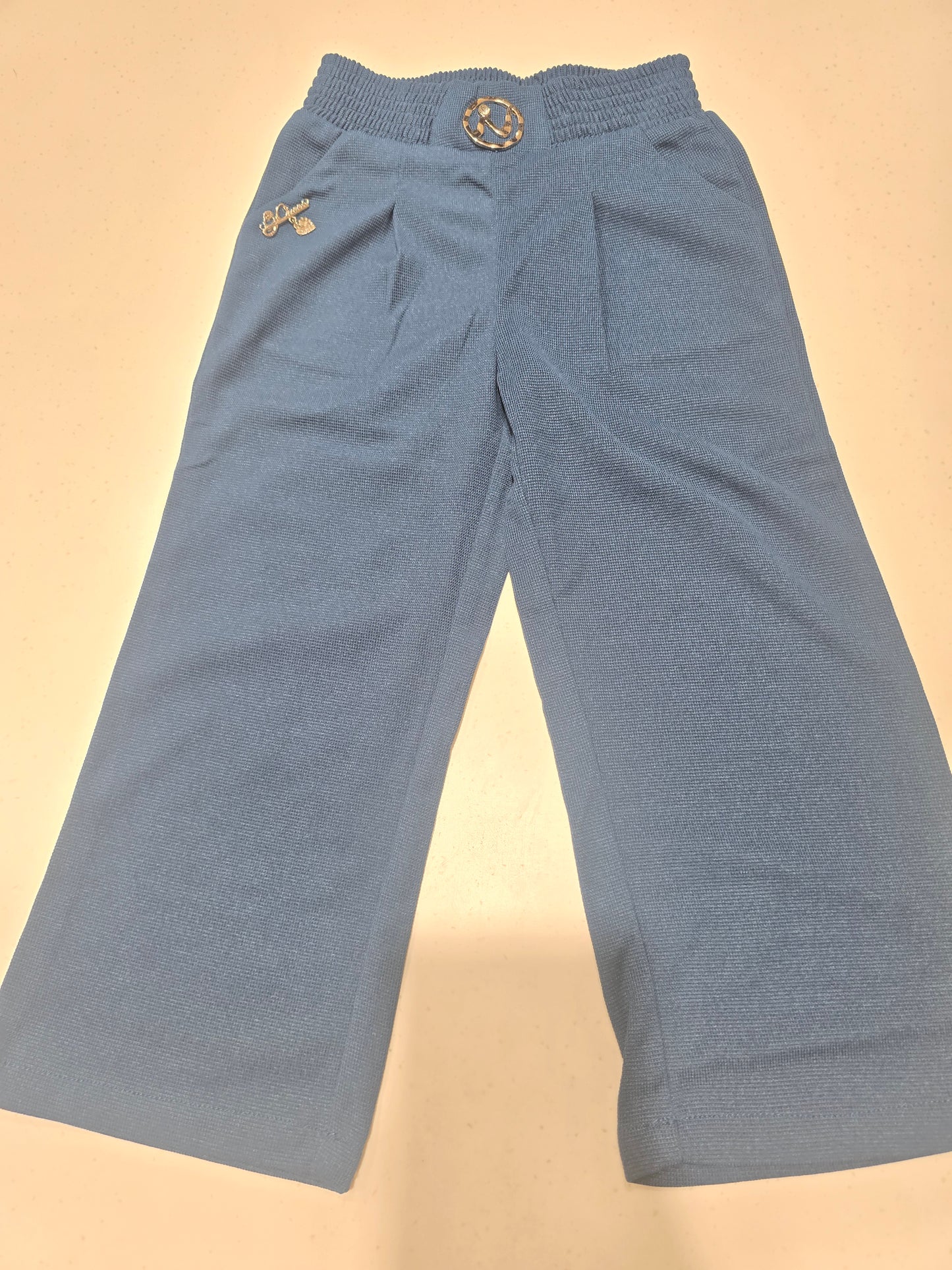 Teal Blue Stretchable Palazzo Pants for Girls