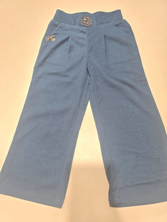 Teal Blue Stretchable Palazzo Pants for Girls