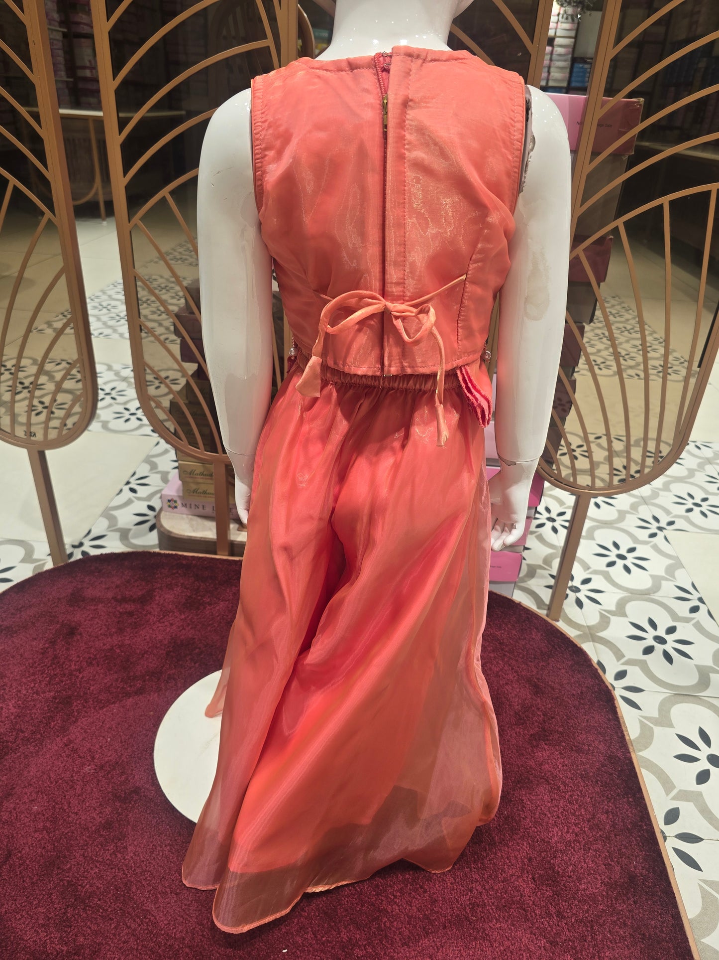 Peach Organza Sharara Set for Girls