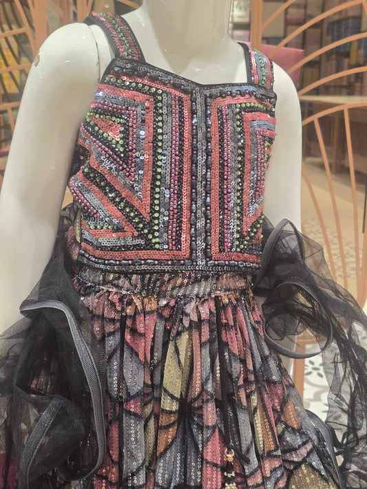 Sequin material multi colour bridal gaghra set for girl
