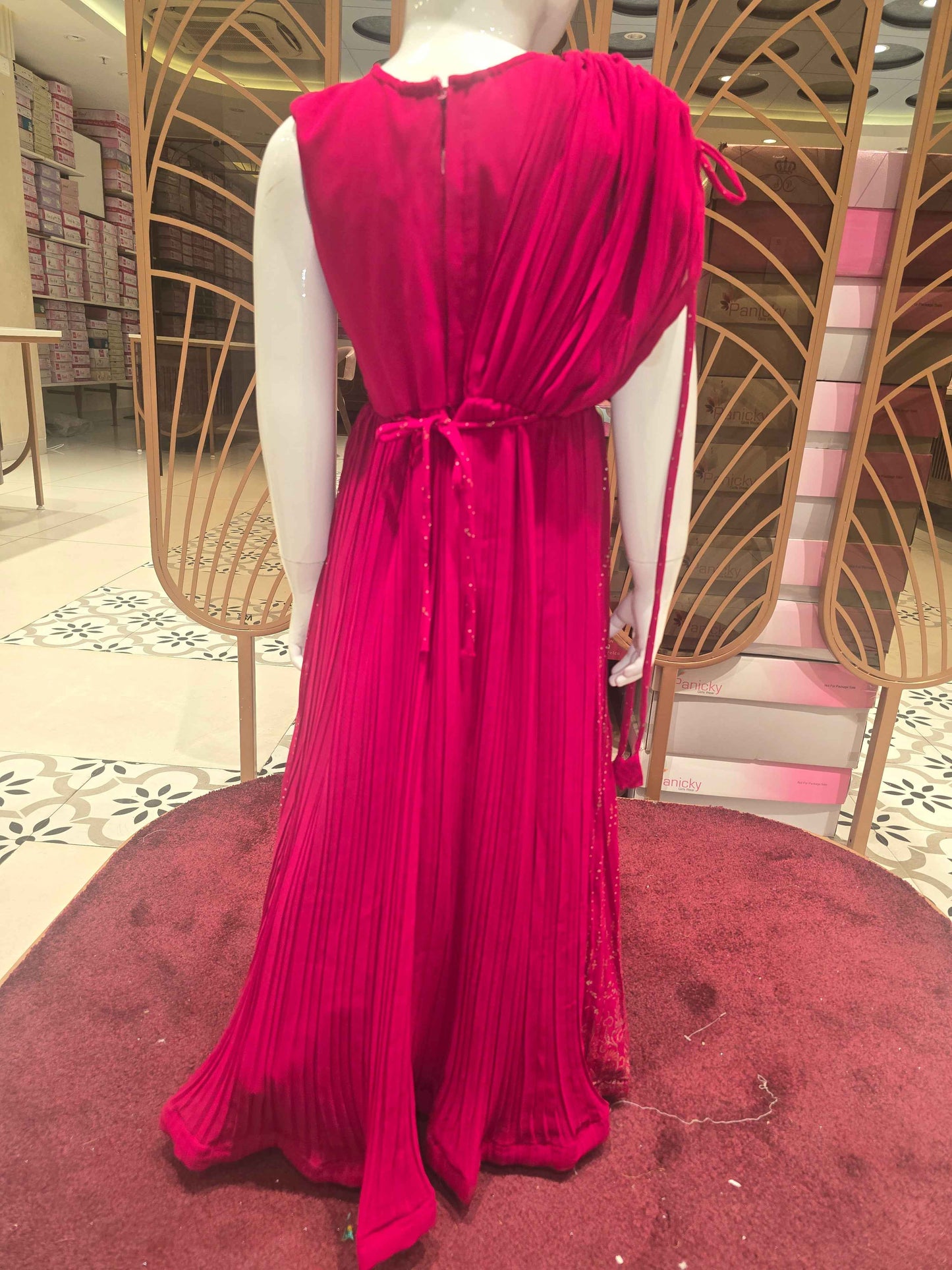 Girl Rani Pink Printed Chiffon Ethnic Gown