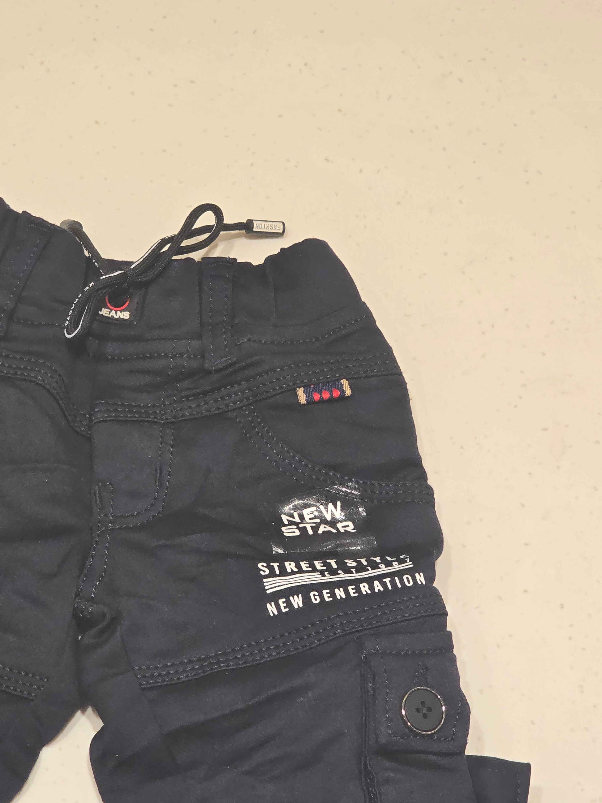 Denim material cargo jeans pant with stylish bottons