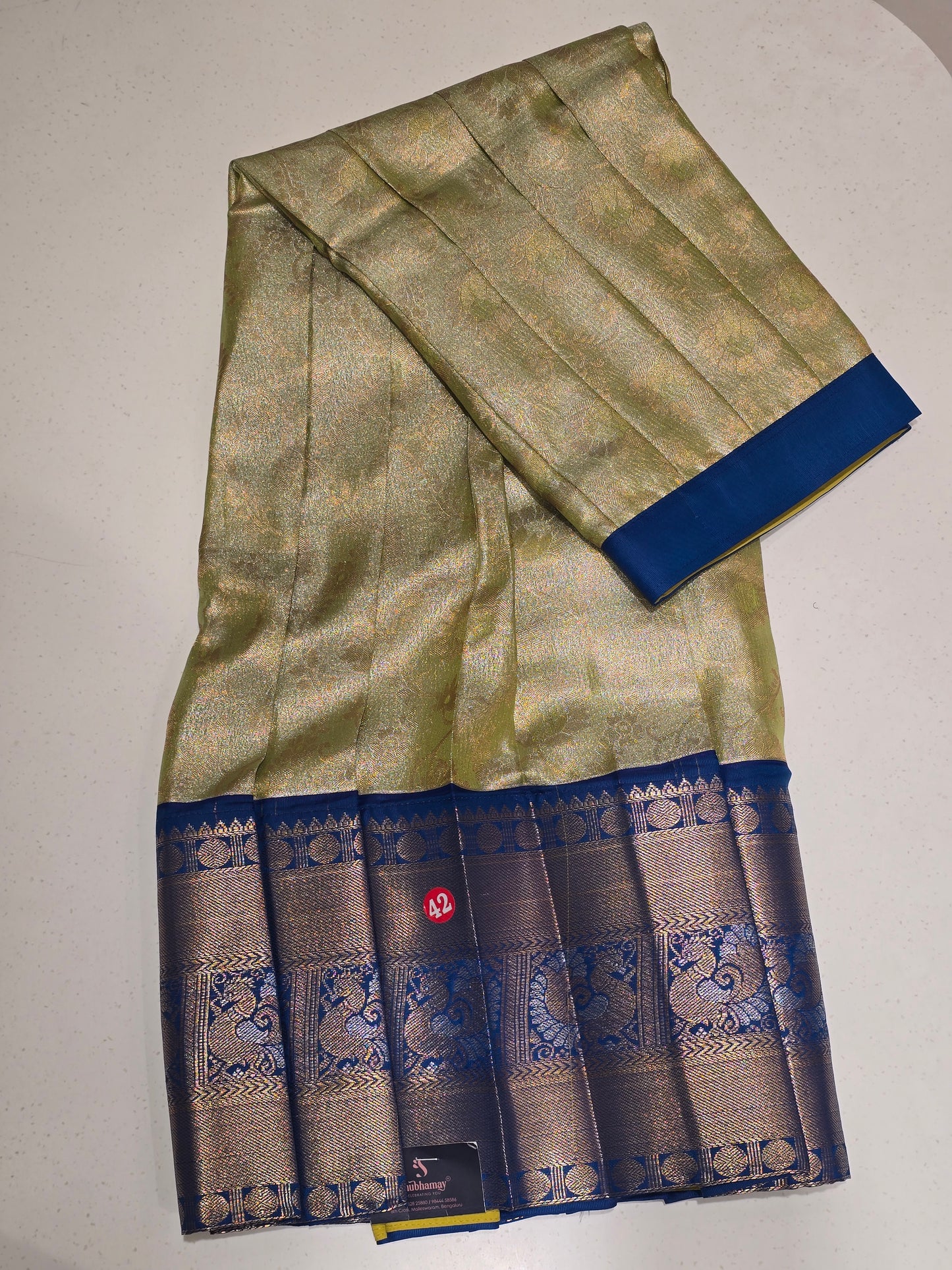 Women Peach Tissue Silk Semi Stitched Half Saree Set