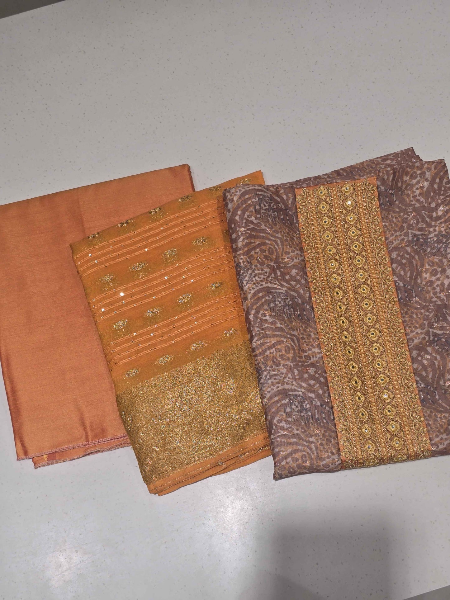 Printed Cotton dress material for women with sequin Dupatta