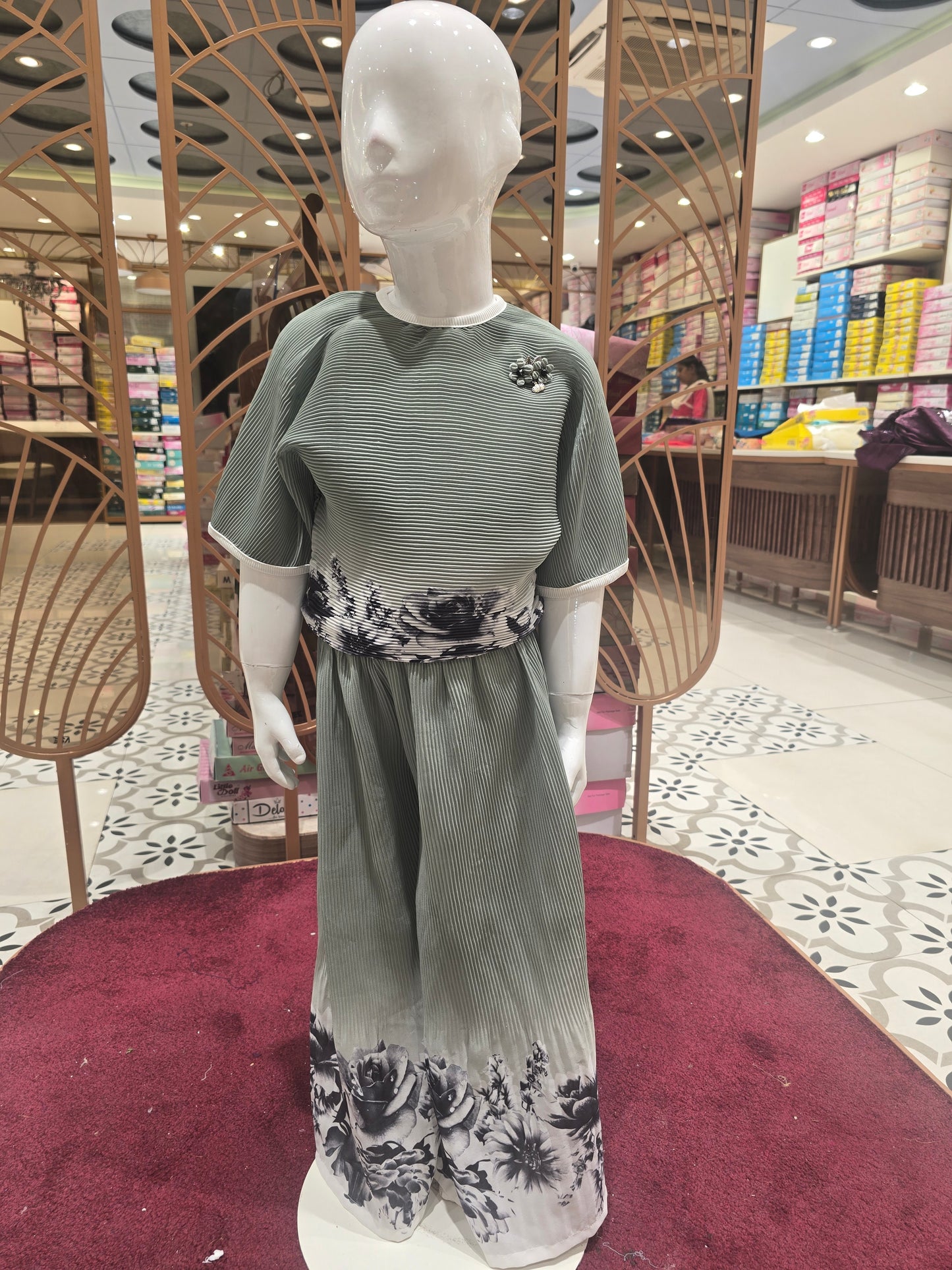 Girl Floral Printed Georgette Chiffon Western Plazo Set