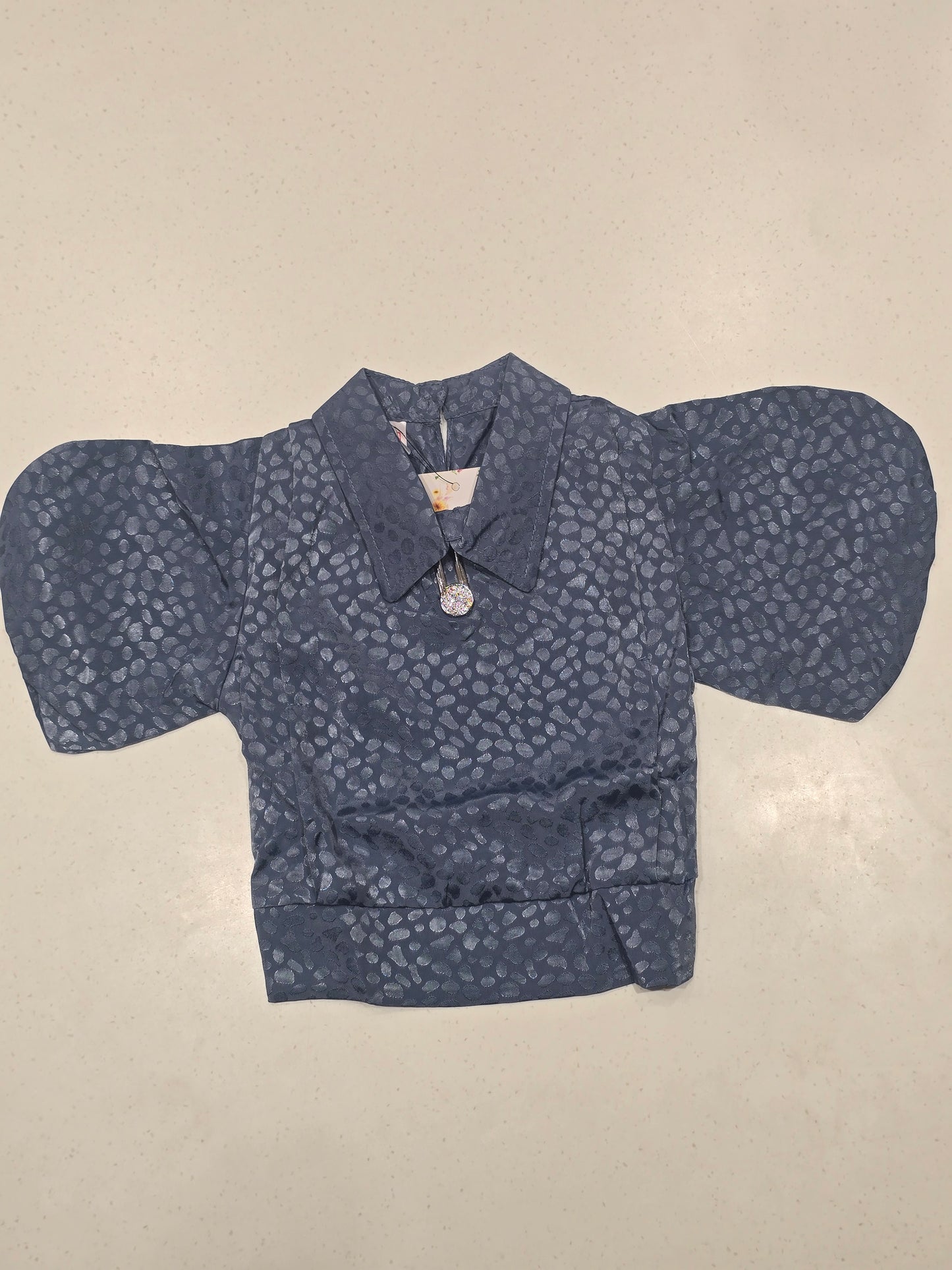 Girl Dark Blue Crepe Chiffon Fancy Top