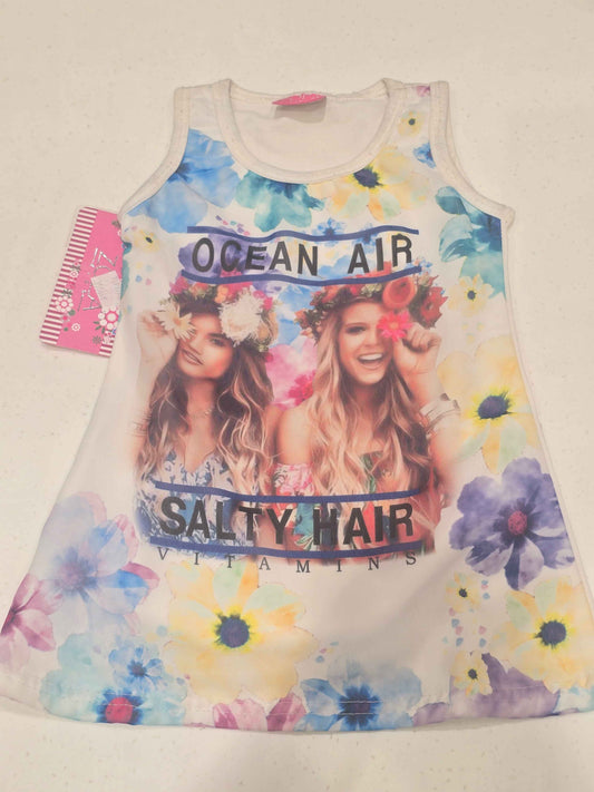 Printed cotton material top for girl with round neck