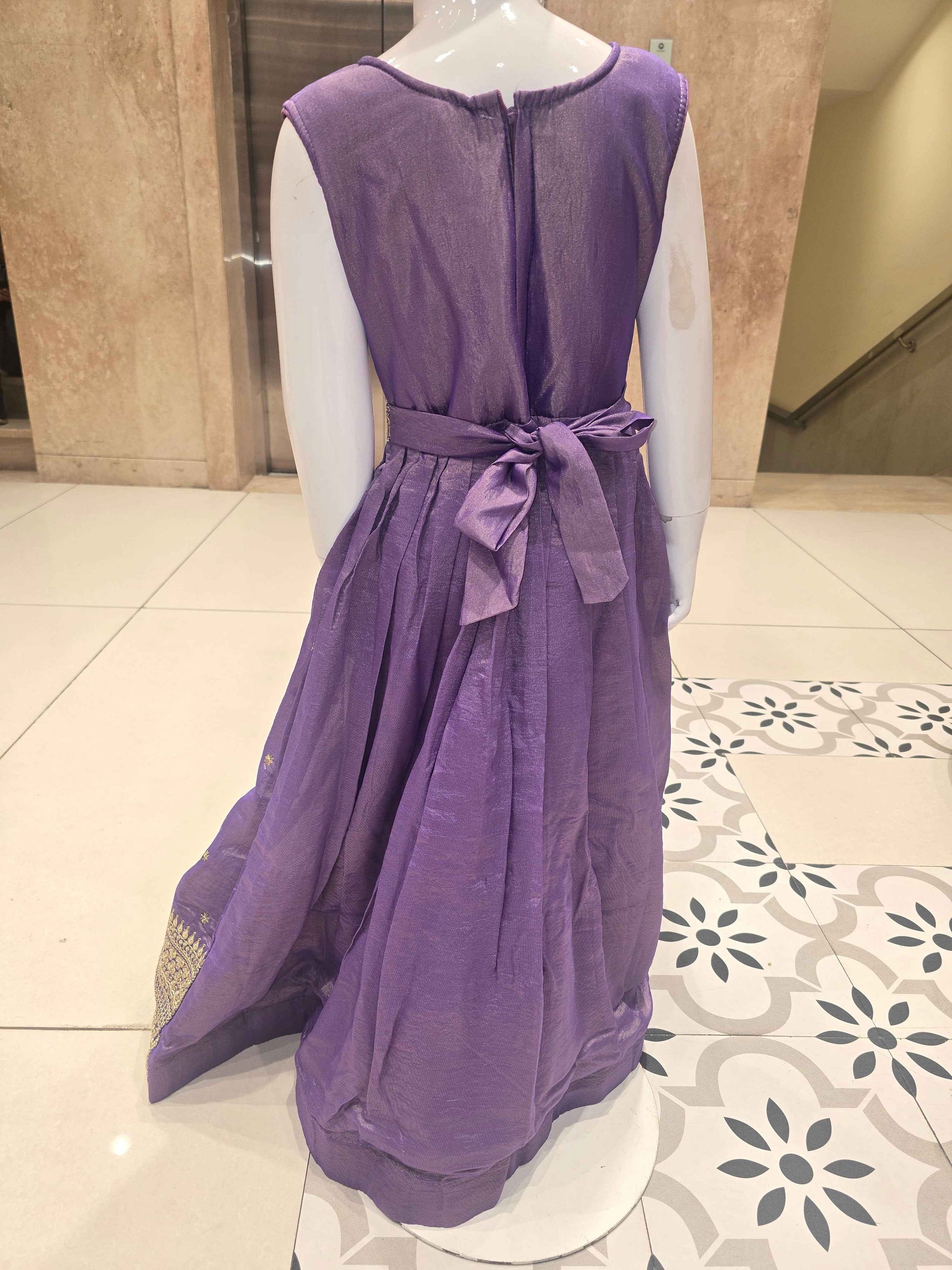 girls' traditional floor-length ethnic gown featured in a rich shade of purple