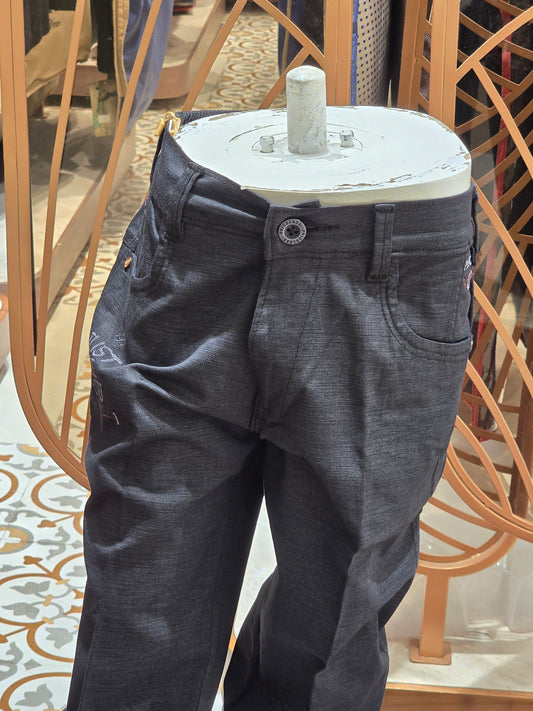 Cotton material black color pant for boys with pockets