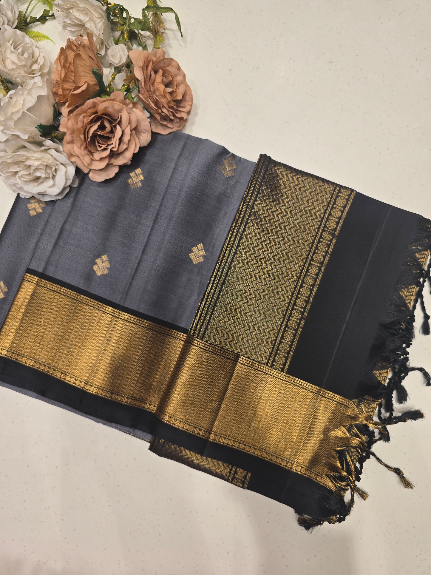 Pure Soft Silk Saree with Fancy Butta & Traditional Zari Border | Festive & Wedding Silk Saree for Women