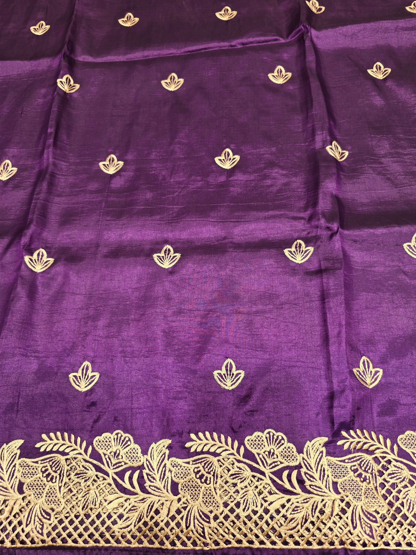 Maroon Tussar Saree with Golden Embroidery Border