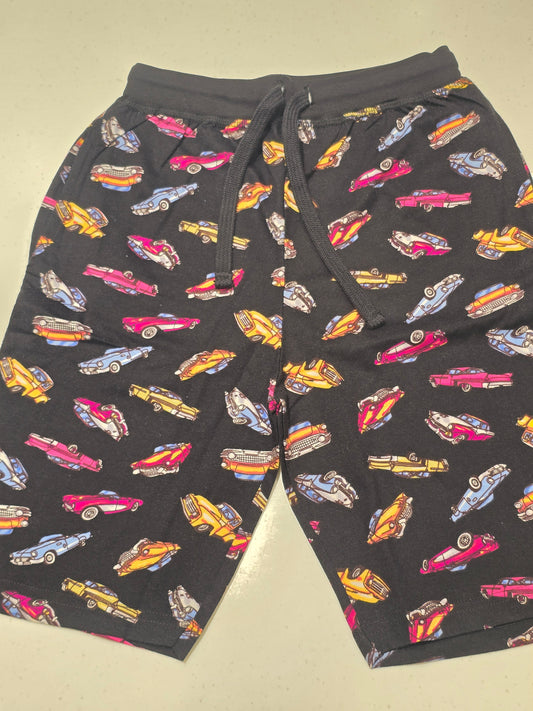 Black Printed Cotton Shorts for Boys