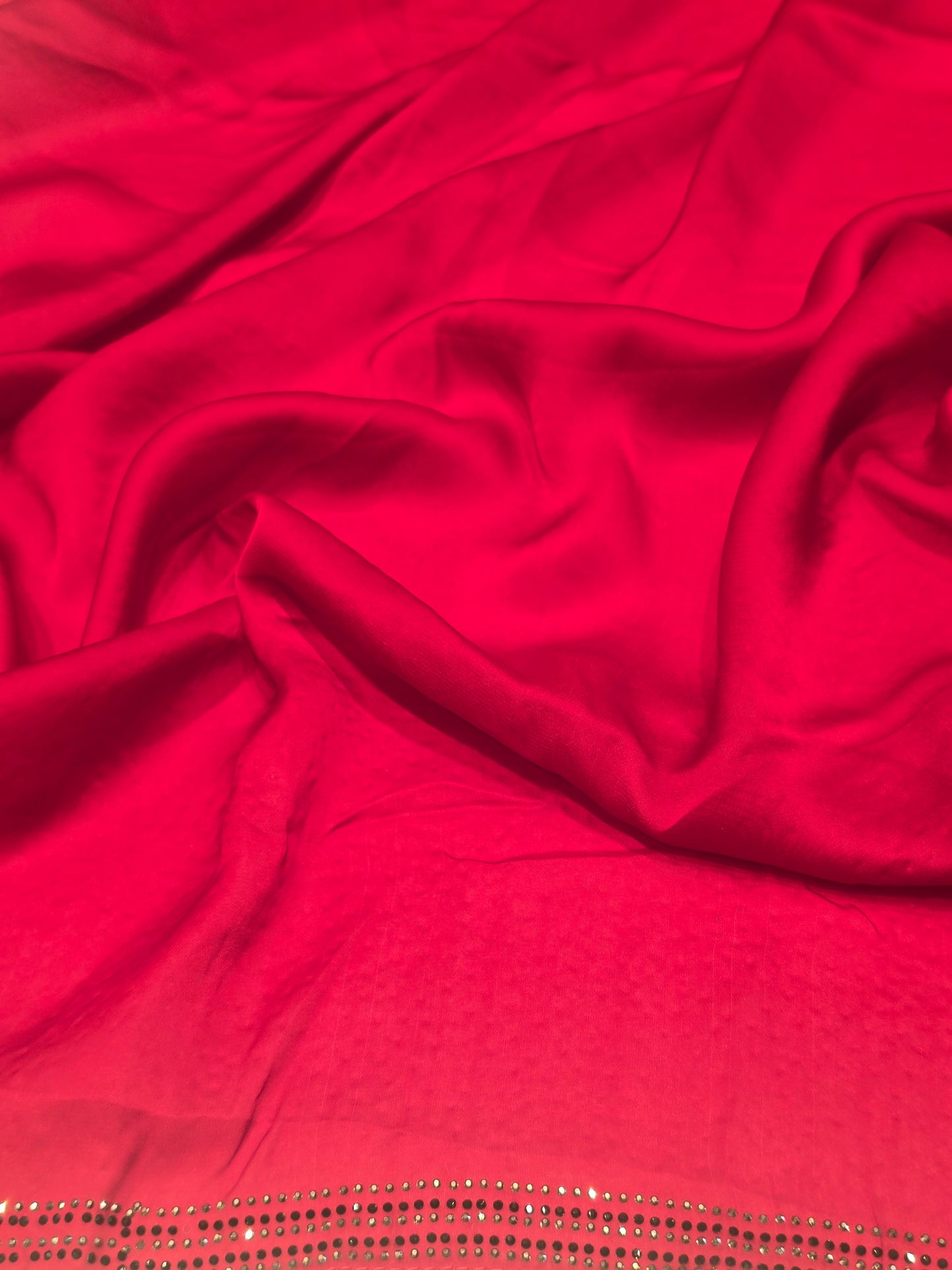 Red Fancy Saree with Full Stone Work Detailing & Rich Pallu | Party Wear Saree with Matching Blouse