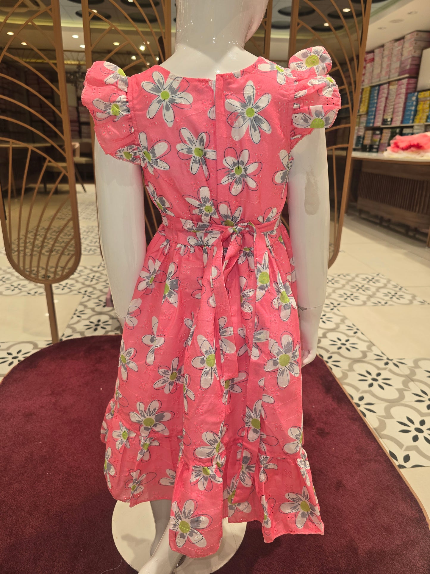 Girl Peach Floral Acoba Cotton Baby Frock