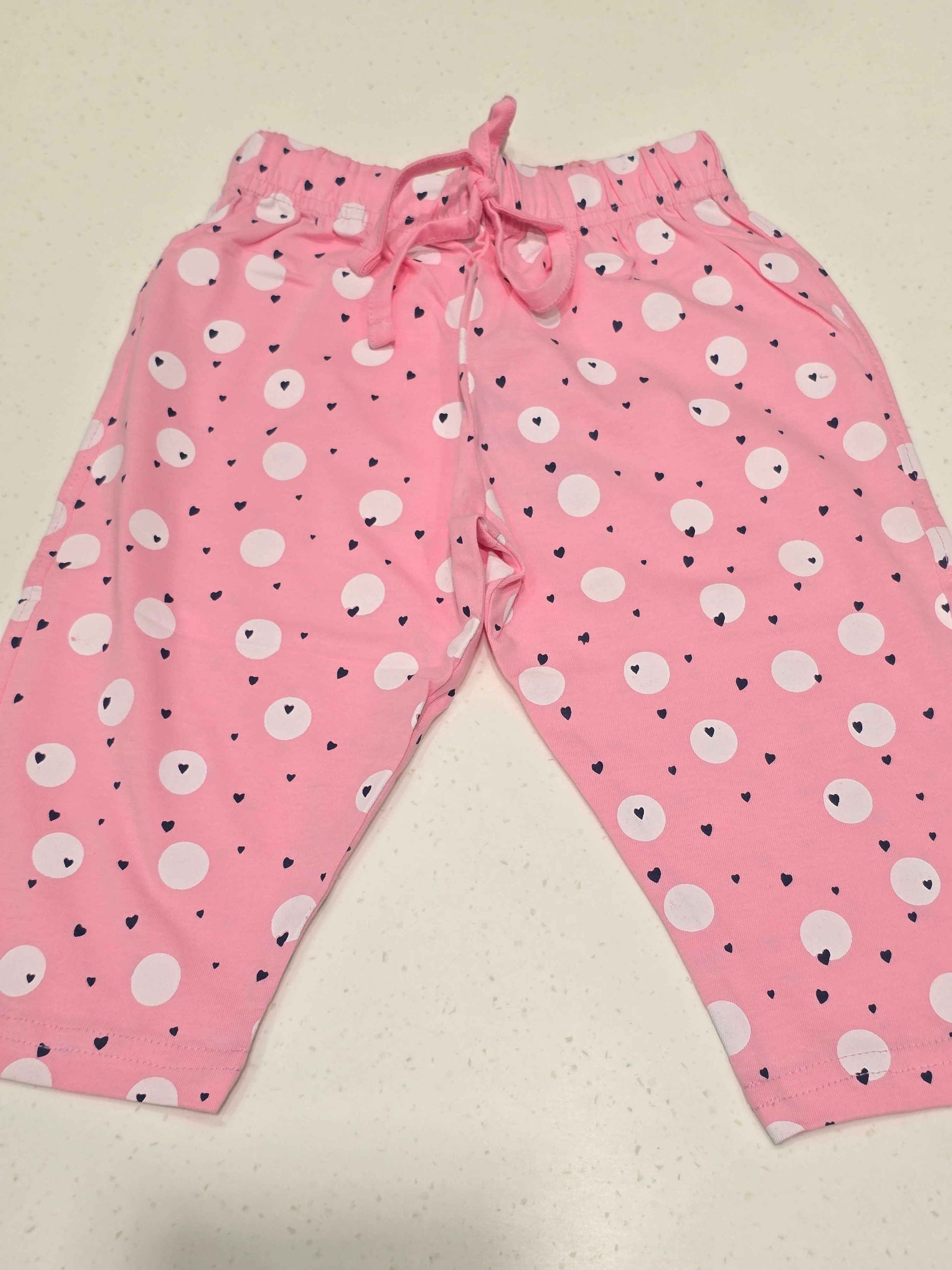Printed Cotton material babypink color capri for girl