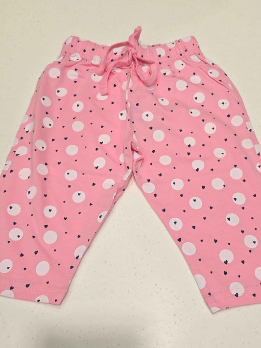 Printed Cotton material babypink color capri for girl