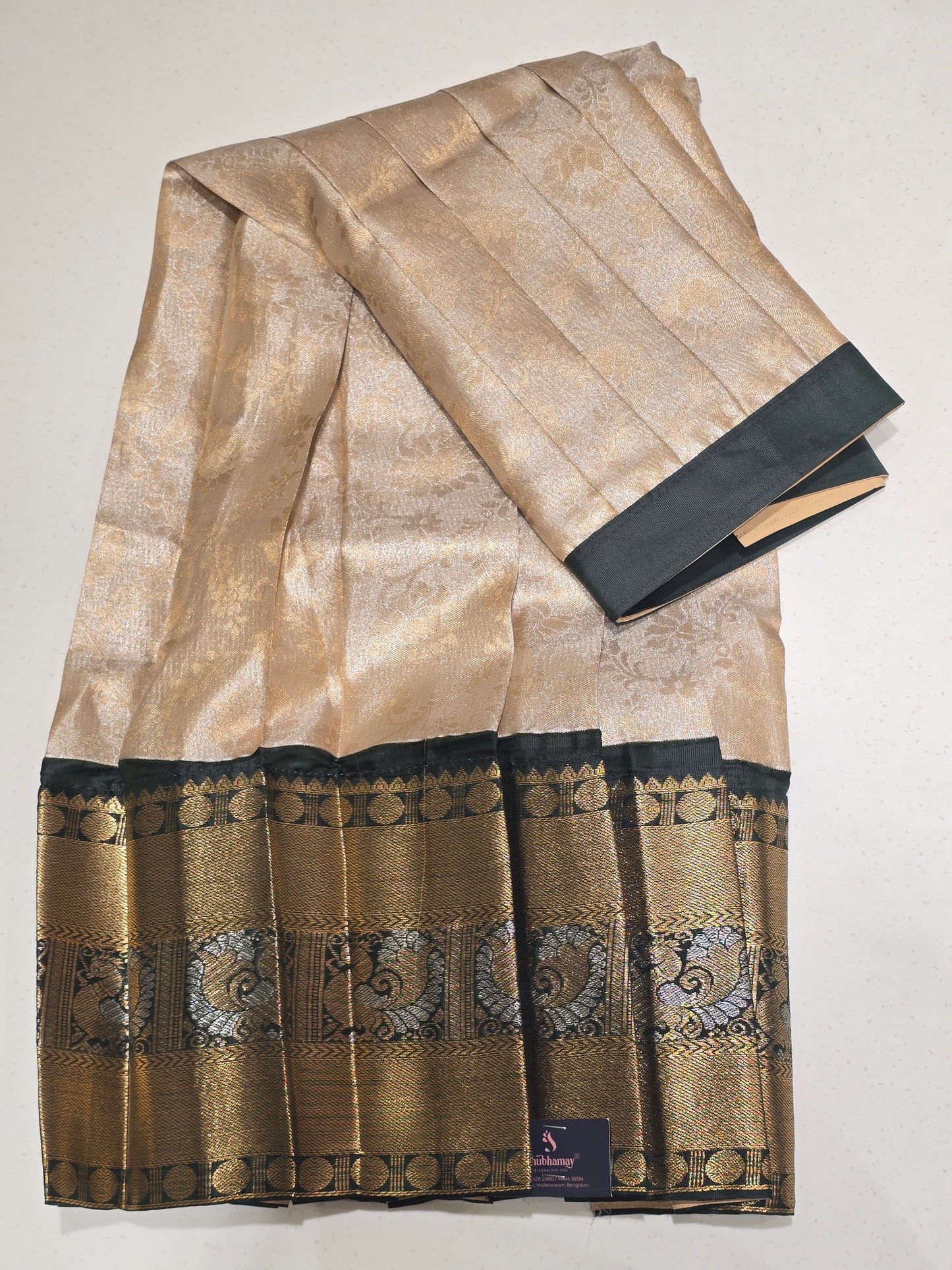 Women Peach Tissue Silk Semi Stitched Half Saree Set