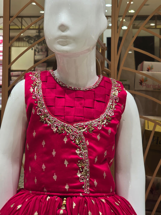 Rani Pink Georgette Skirt Top for Girls