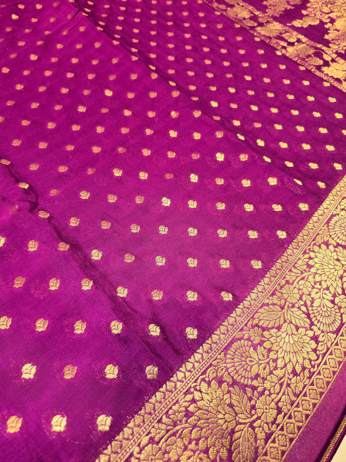 Chinon Banarasi Silk Saree with Thousand Butta & Designer Zari Border | Festive & Party Wear Saree for Women