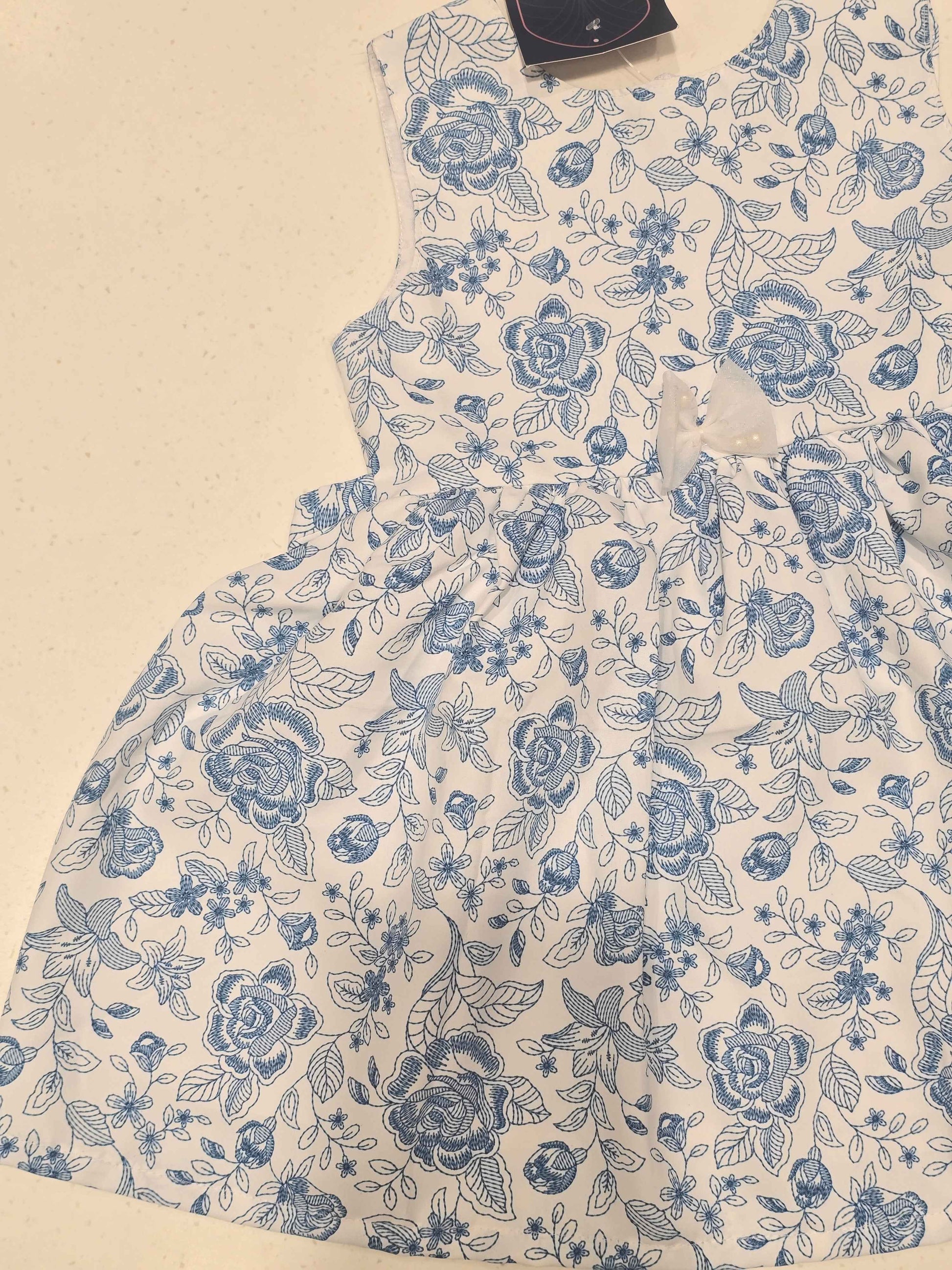 Baby Girl White Cotton Printed Frock
