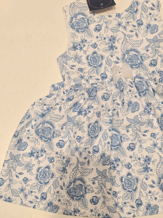 Baby Girl White Cotton Printed Frock