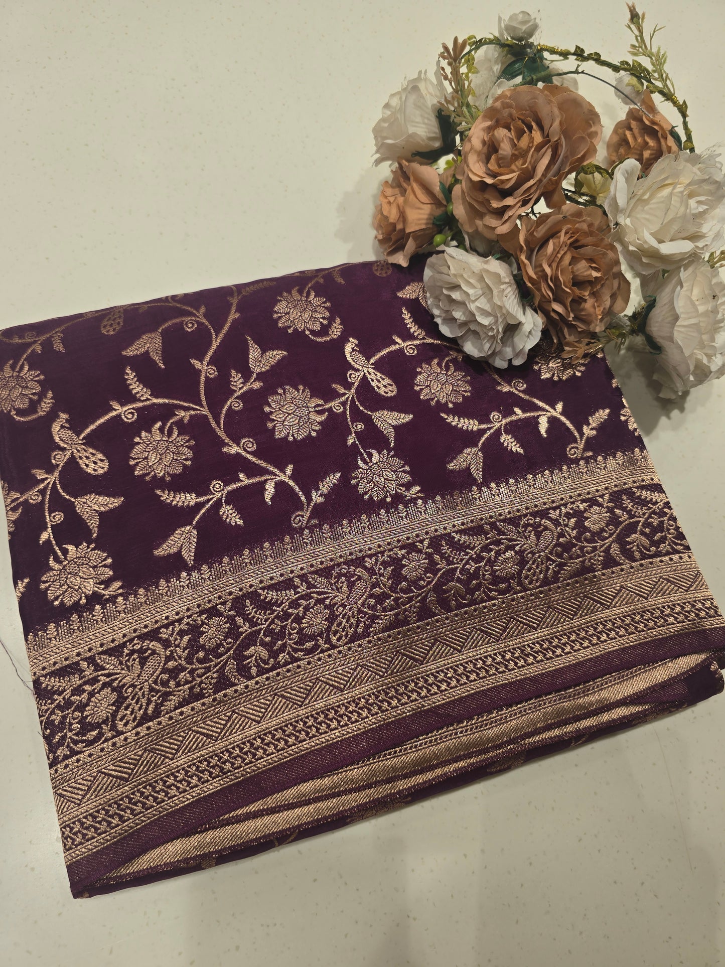 Viscose Banarasi Silk Saree with Zari Weaving & Rich Border | Elegant Festive & Party Wear Saree for Women