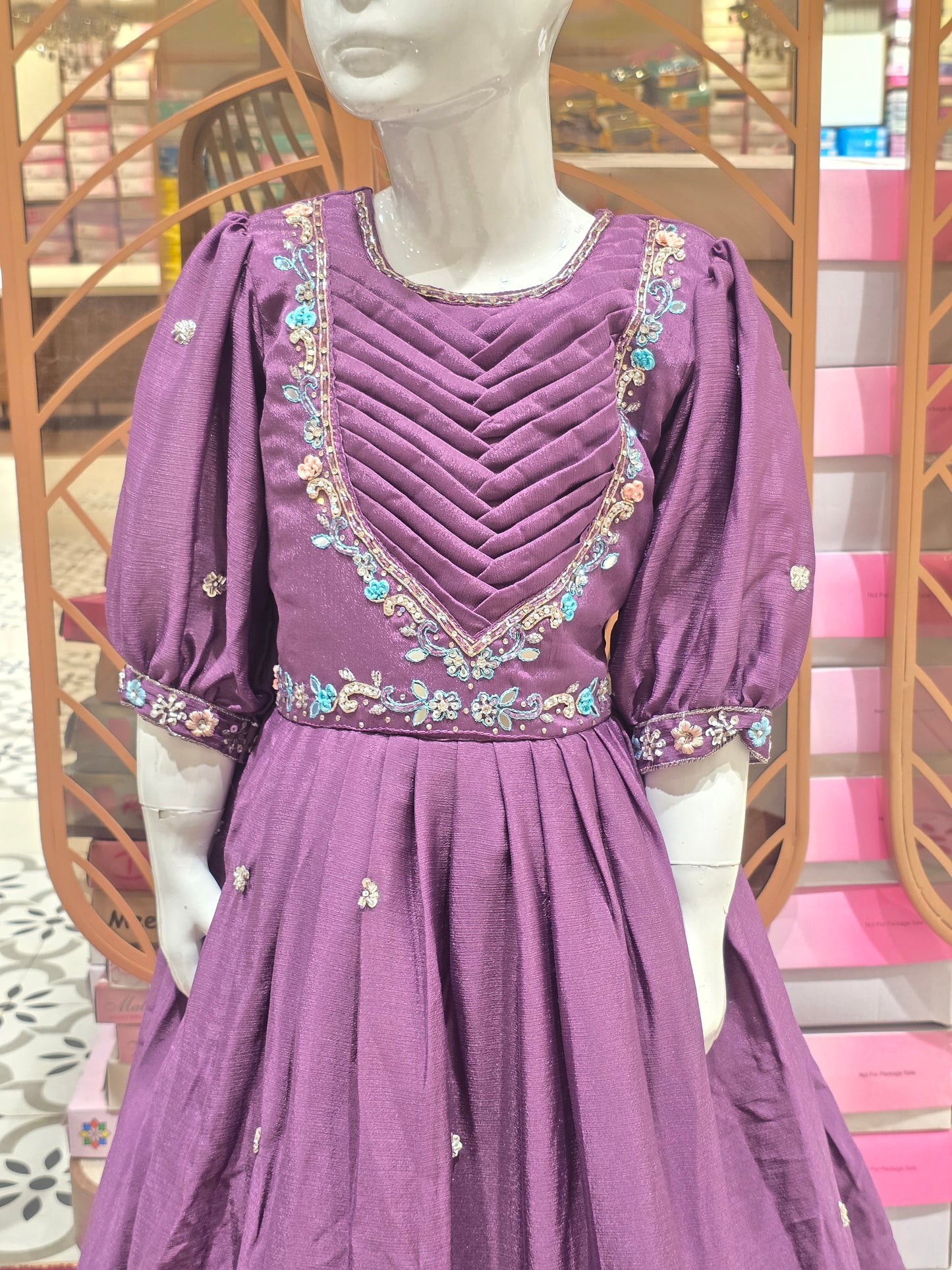 Light Purple Crepe Ethnic Gown for Girls