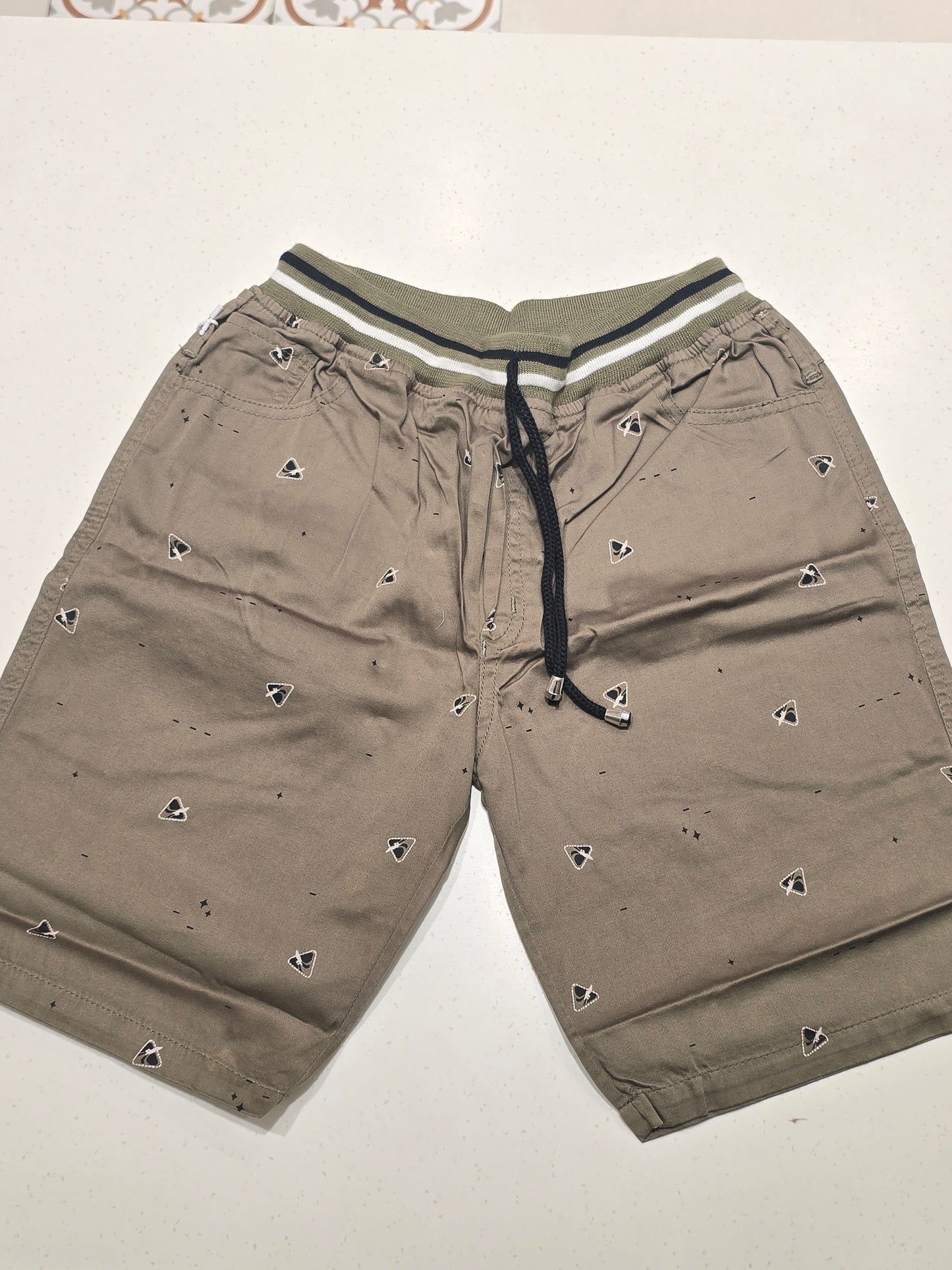 Gray Printed Cotton Shorts for Boys