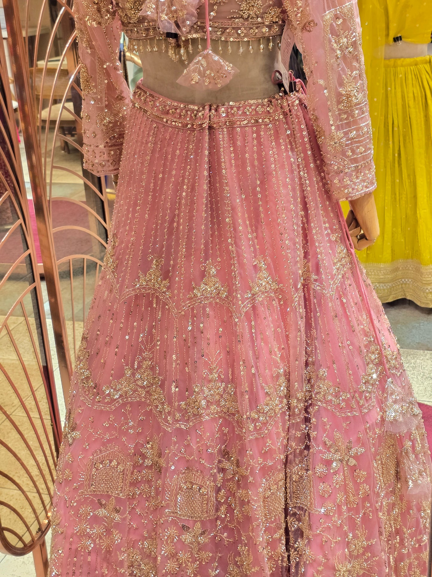 Pink Knitted Bridal Lehenga Set