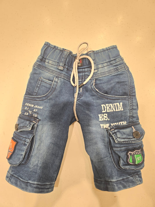Denim material cargo shorts for boy