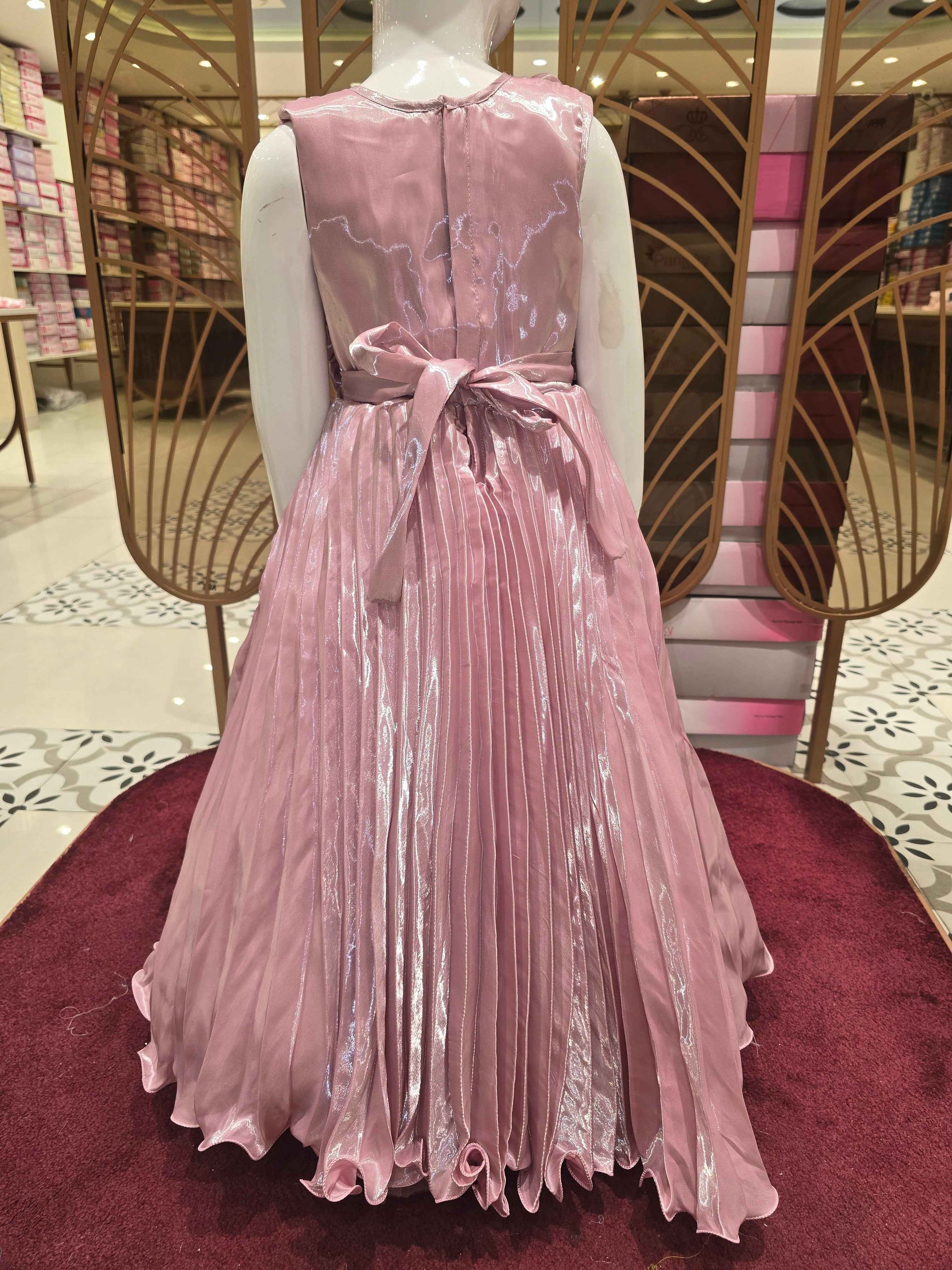 Girl Onion Pink Satin Party Wear Gown