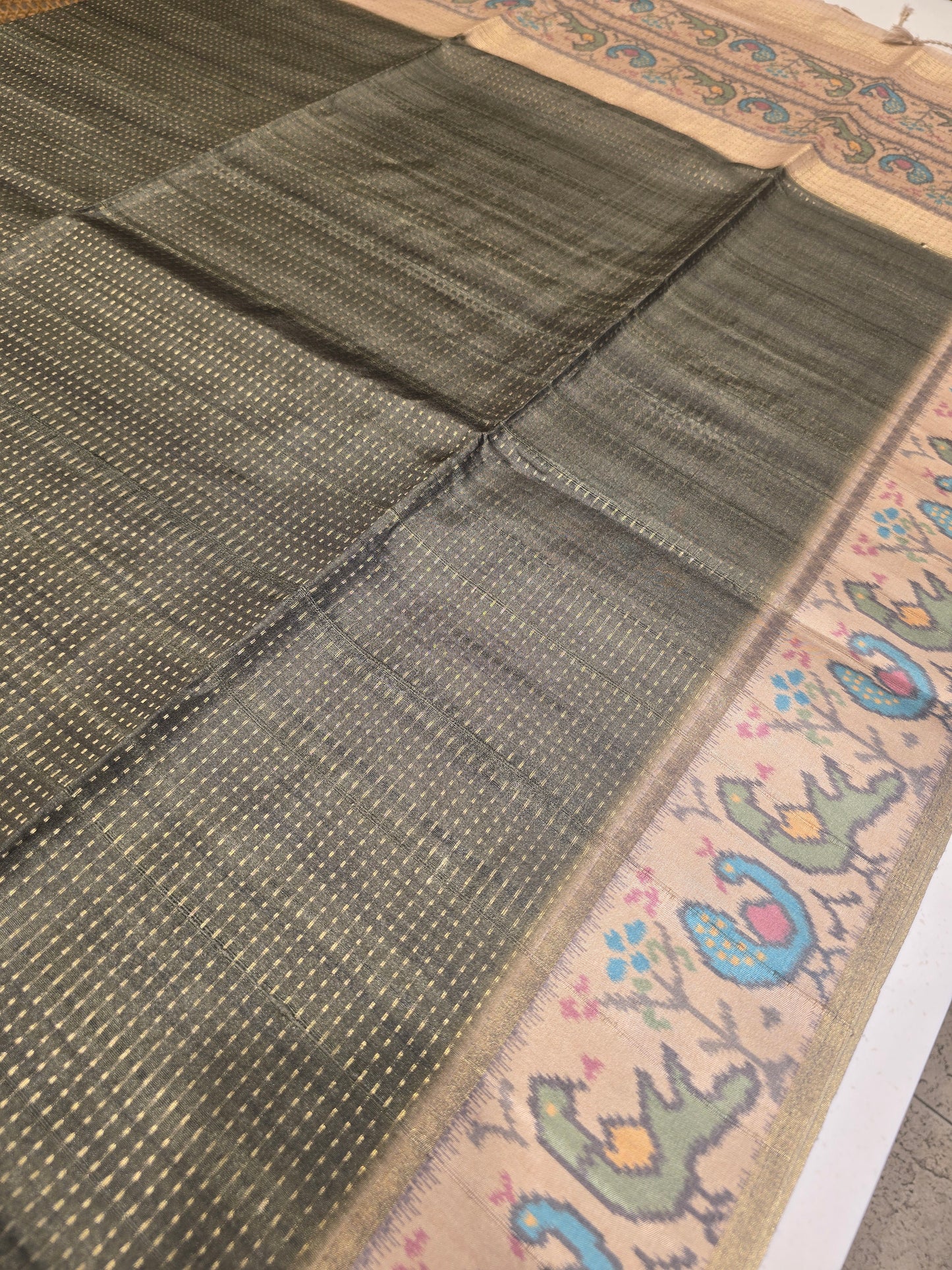 Soft Tussar Silk Saree with Jute Pallu & Fine Jari Lines | Beige Art Blouse | Lightweight Normal Wear Saree