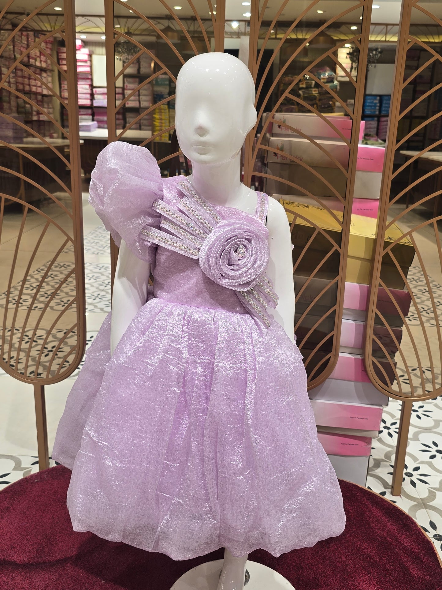 Organza One-Shoulder Baby Frock for Girls Size