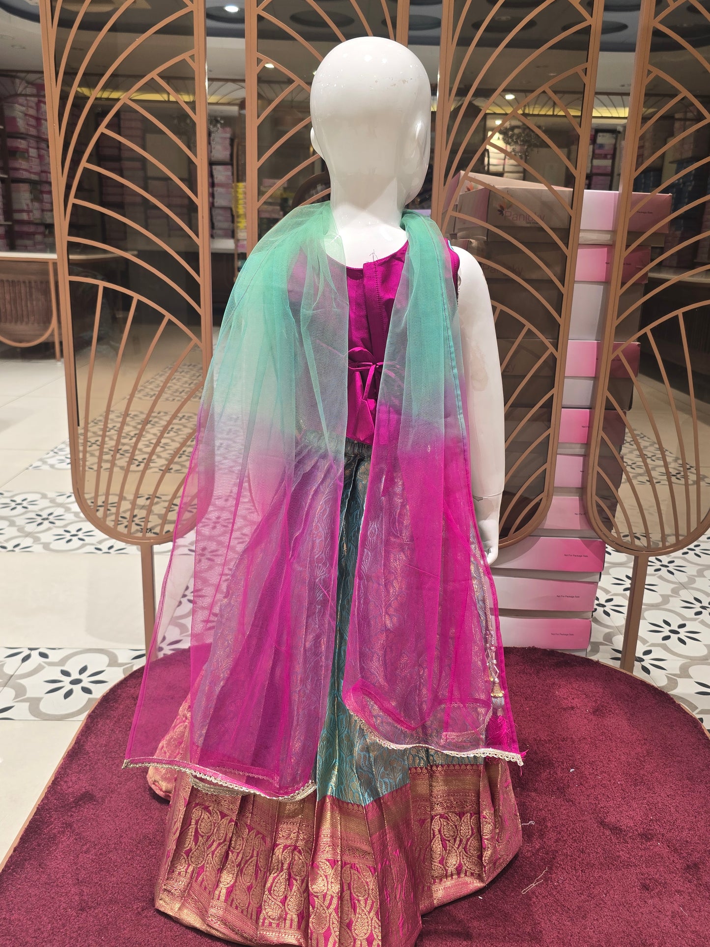 Girls Green Tissue Traditional Wear Set