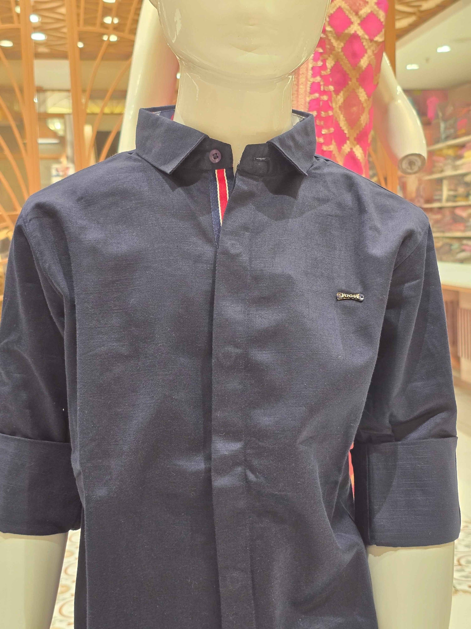 Boys Blue Lycra Cotton Shirt