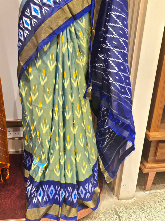 Pure ikkat saree with gatti border