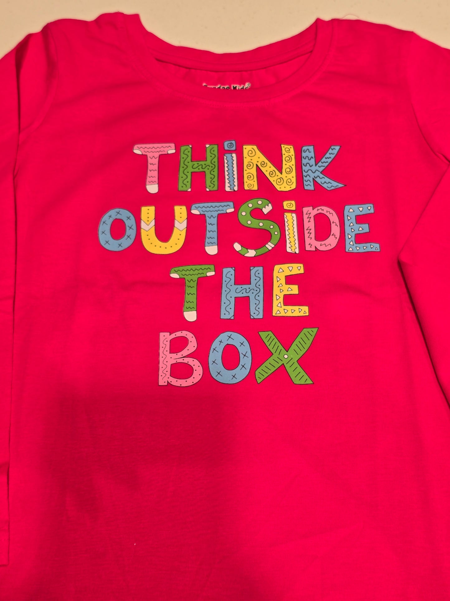 hot pink girls' long-sleeve graphic t-shirt