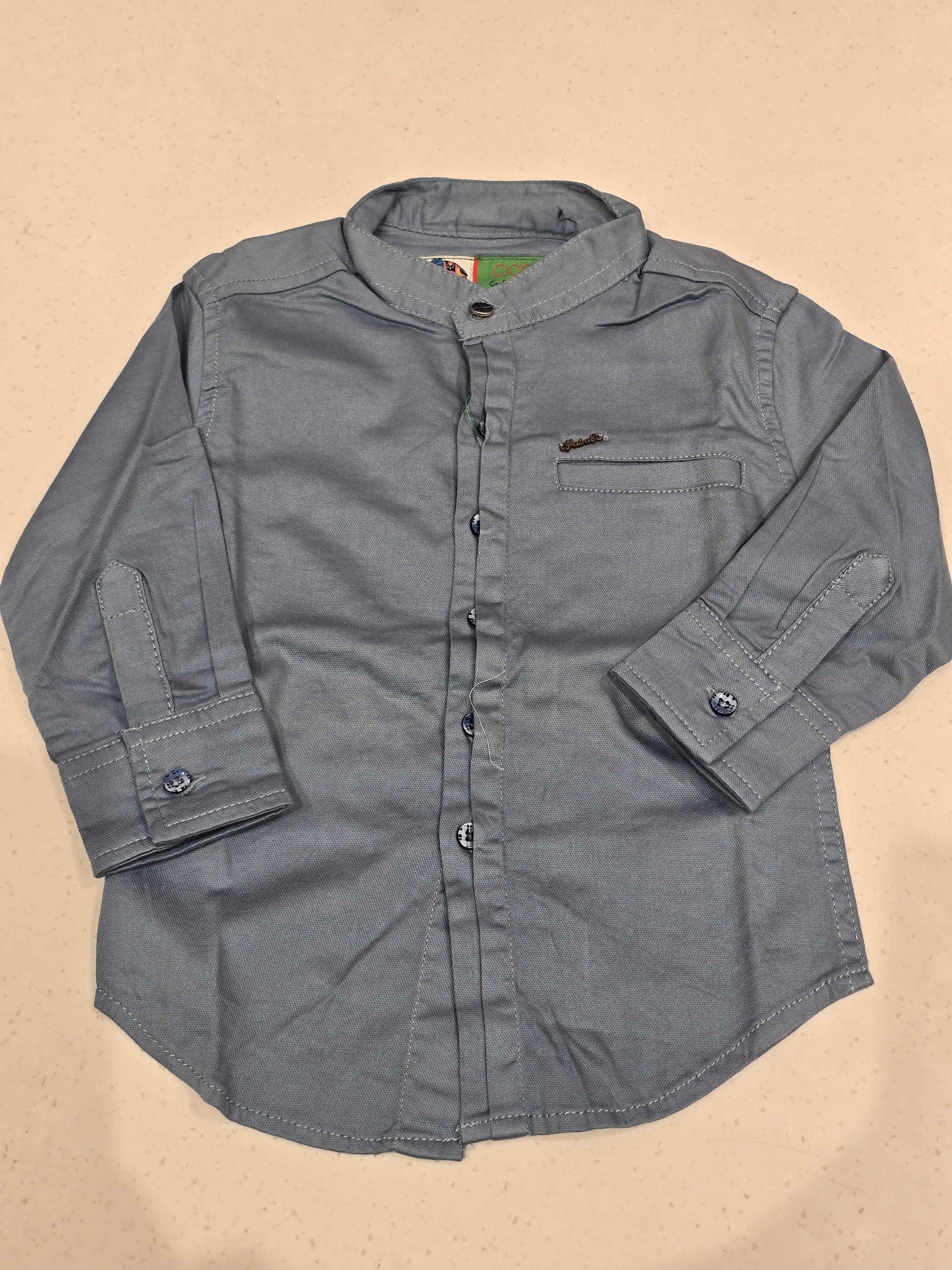 Satin cotton material gray color shirt for boy with colar neck