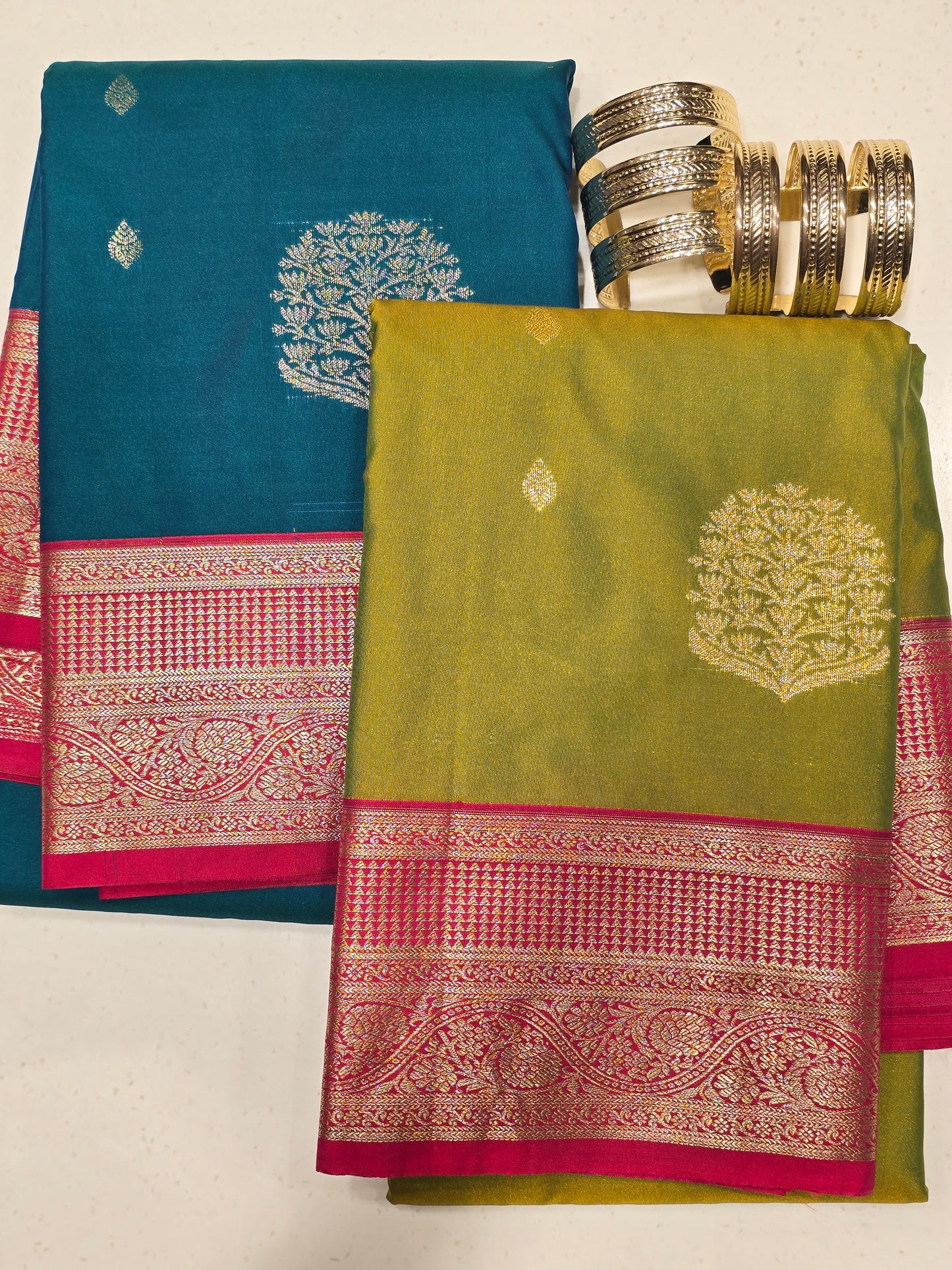 Semi Silk Saree with Leaf Motifs