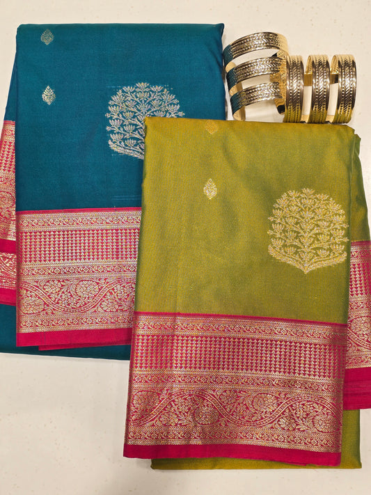 Semi Silk Saree with Leaf Motifs