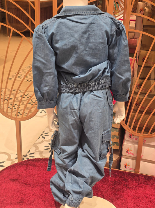 Girls Silky Denim Western Wear Set