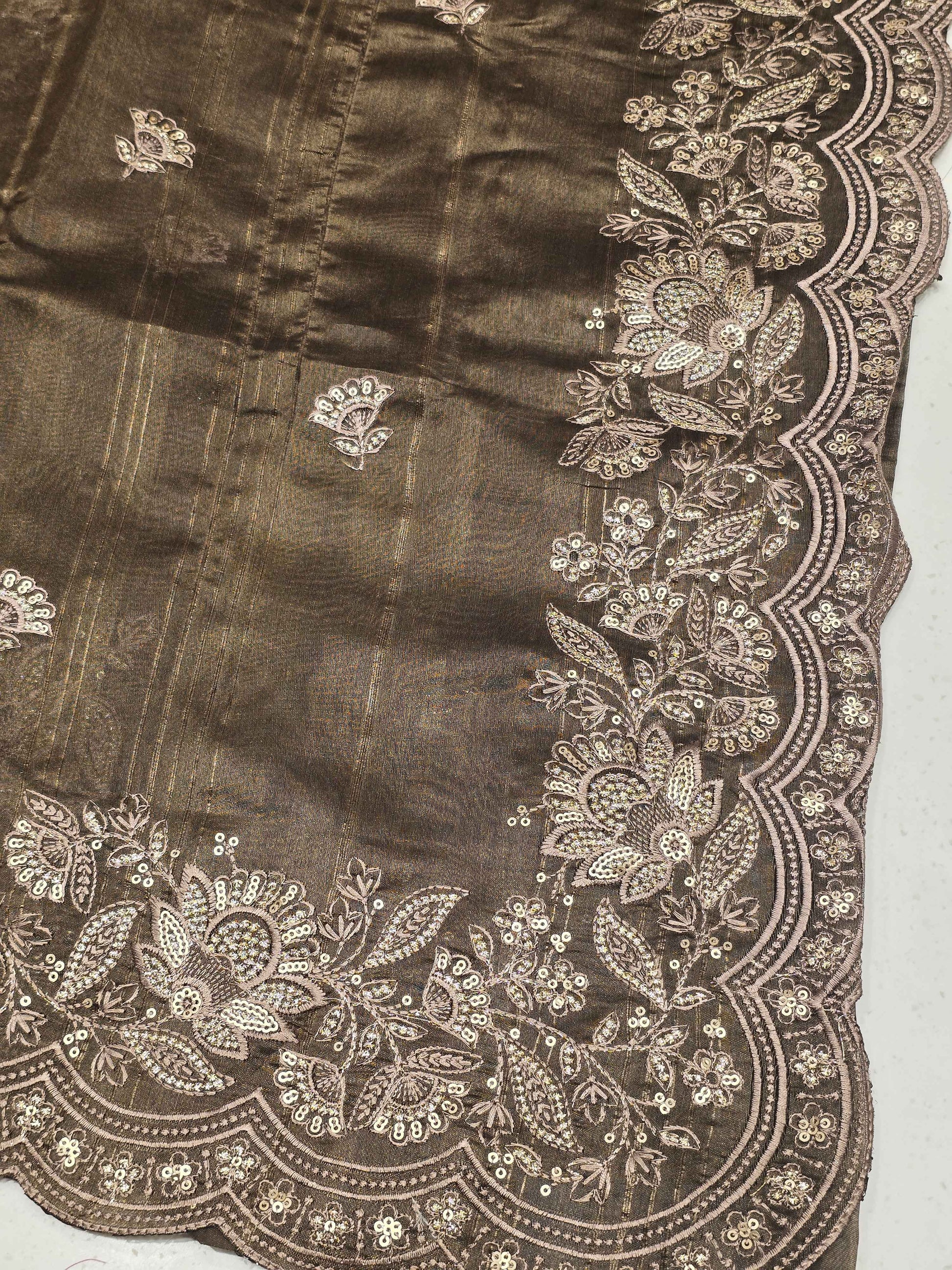 Tussar Silk Saree with Jute Finish & Sequin Work