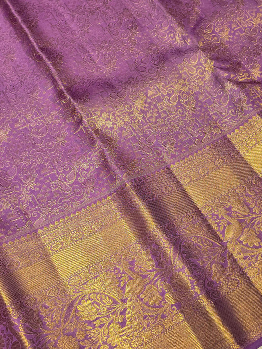 Pure handloom kanjivaram brocade silk with fancy designer saree over the body and samudrika border