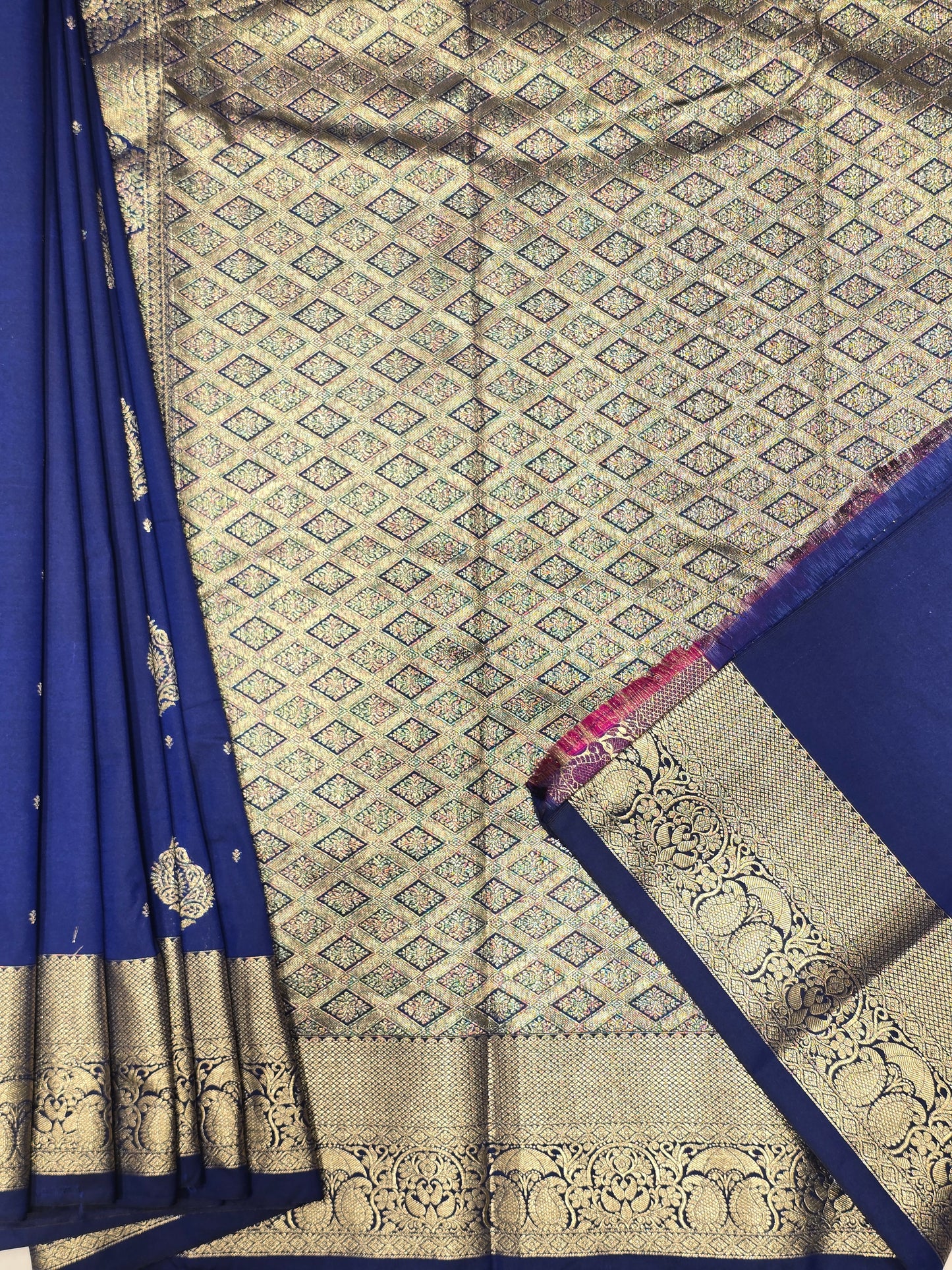 Semi Kanjivaram Silk Saree with Traditional Mango Border