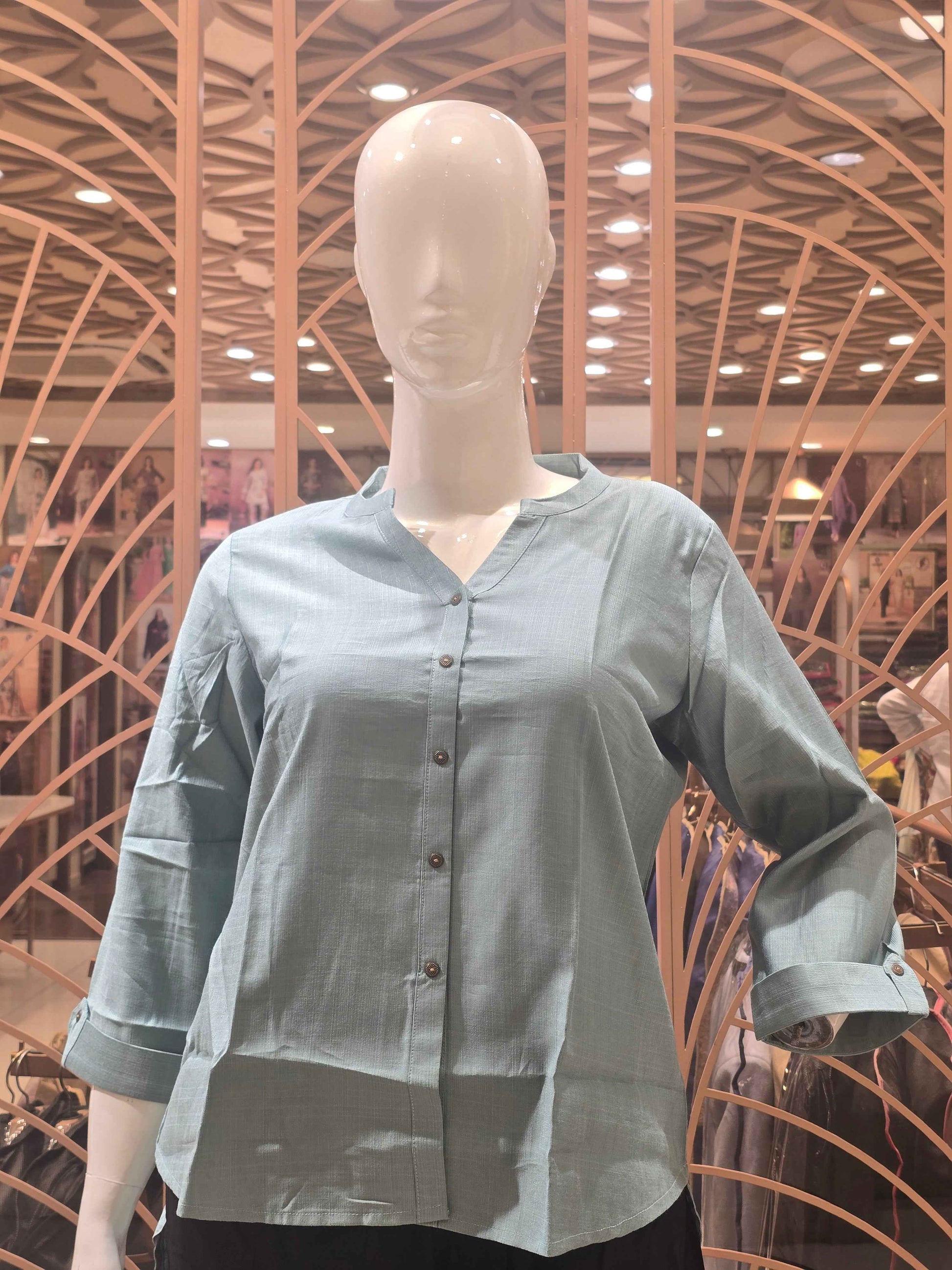 Lenin material greenish colour short kurti for women