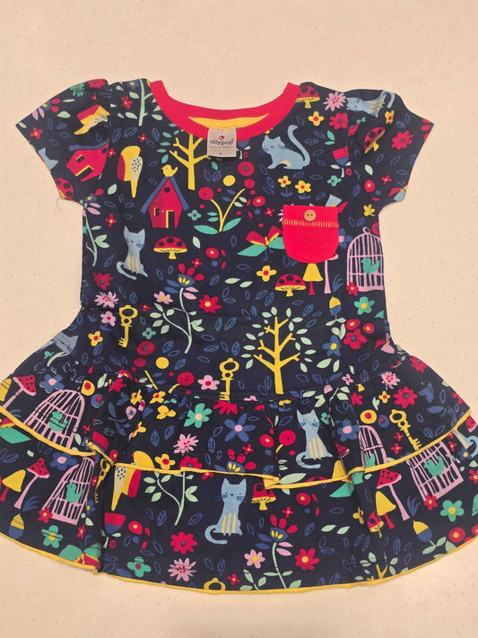 Baby Girl Blue Cotton Printed Frock