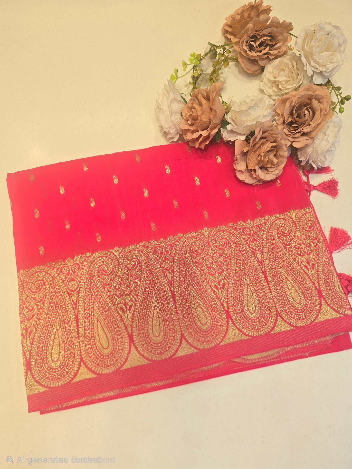 Chinon silk Banarasi border small Butta across the body Festive | party wear