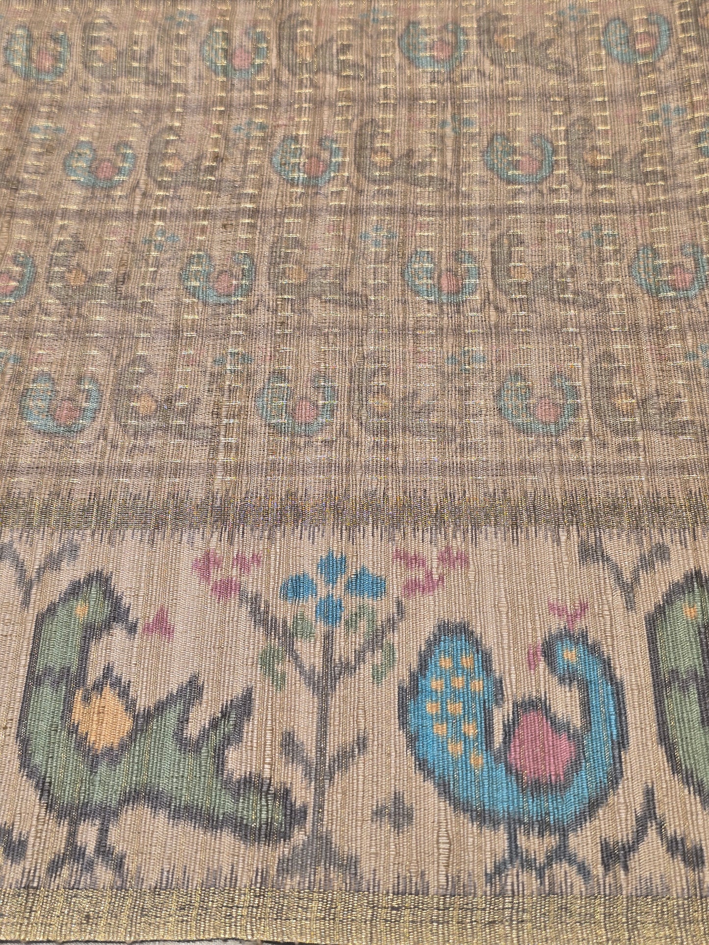 Soft Tussar Silk Saree with Jute Pallu & Fine Jari Lines | Beige Art Blouse | Lightweight Normal Wear Saree